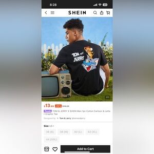 SHEIN Black Tom and Jerry Graphic Tee